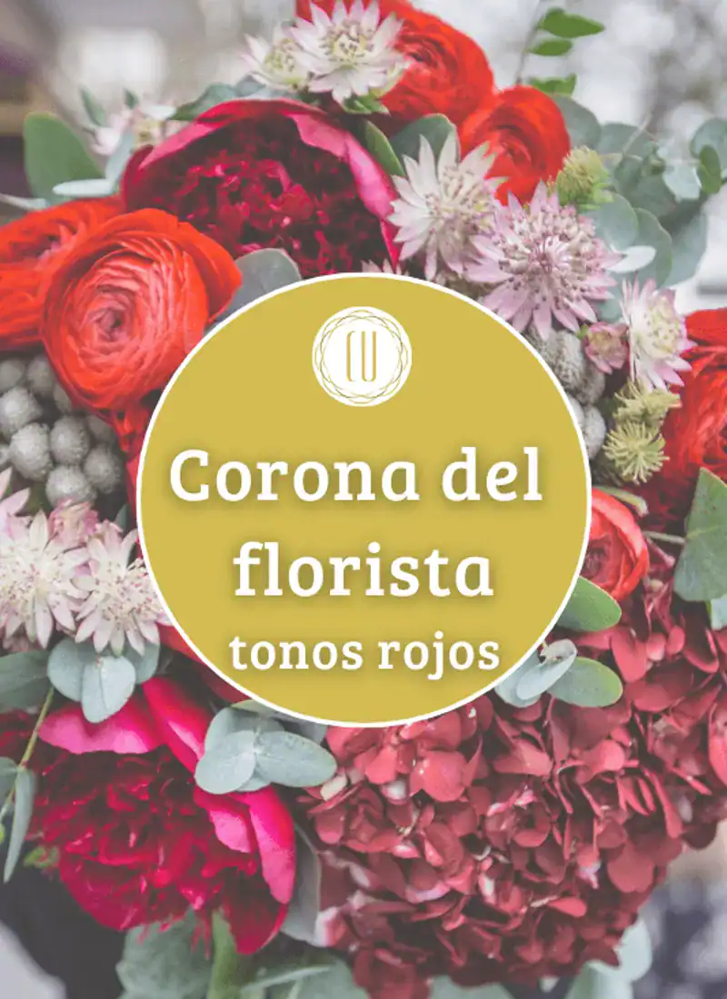 Corona del florista tonos rojos