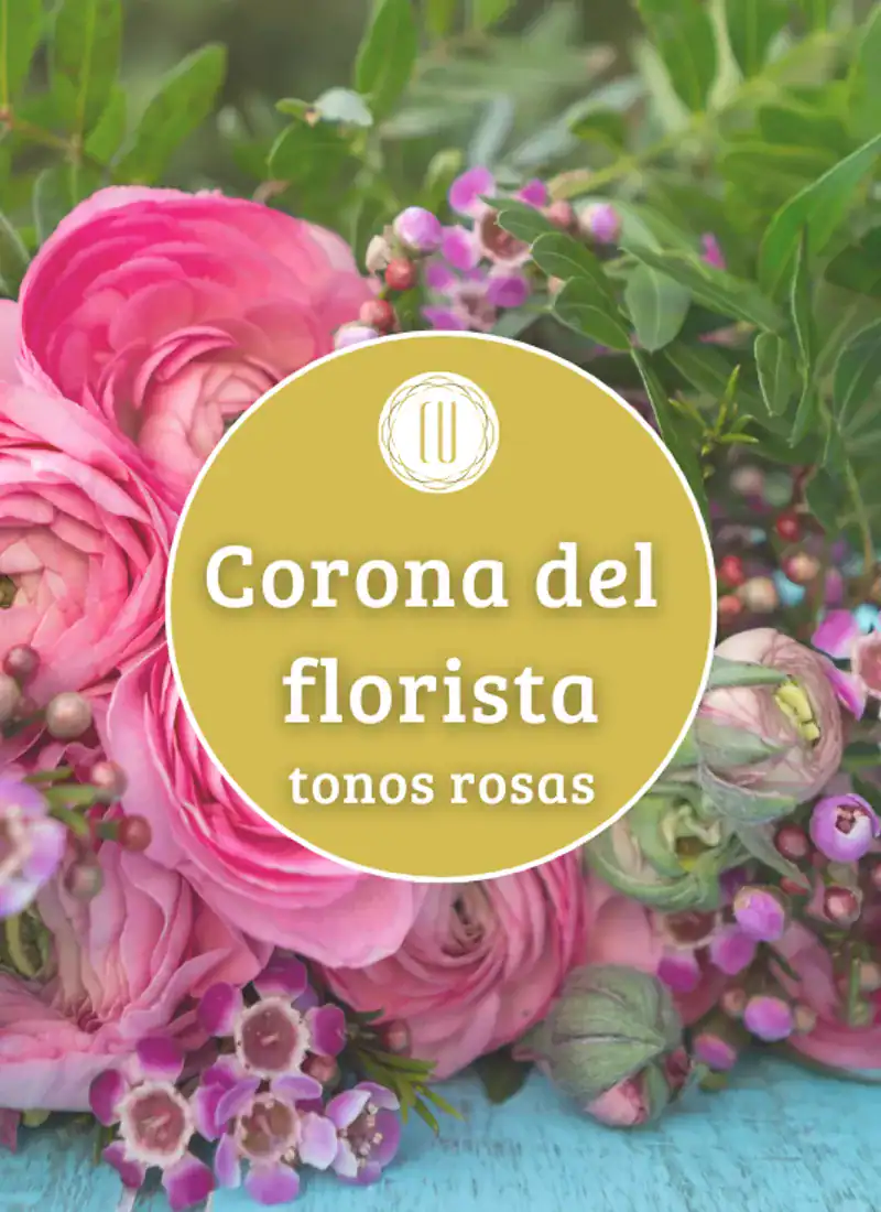 Corona del florista tonos rosas